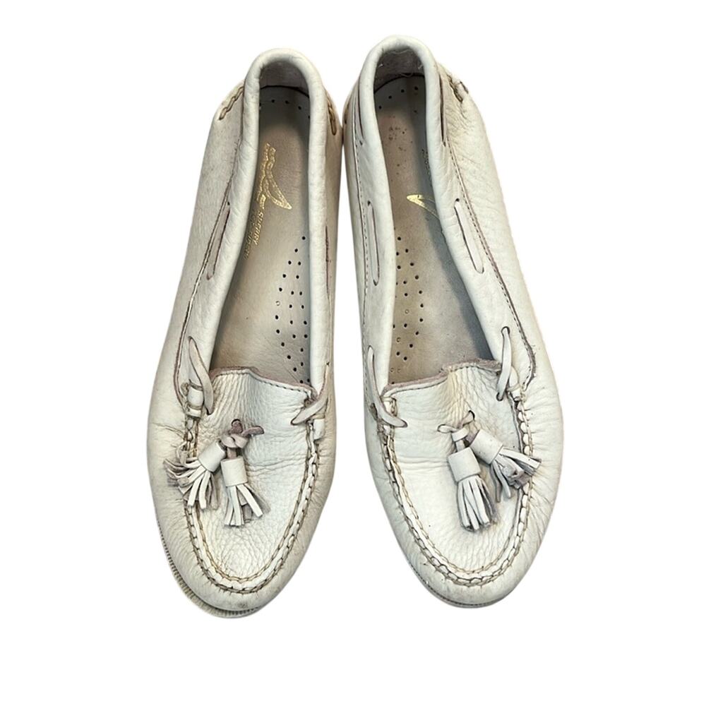 Sperry Top Slider White Leather Loafers Size 7.5